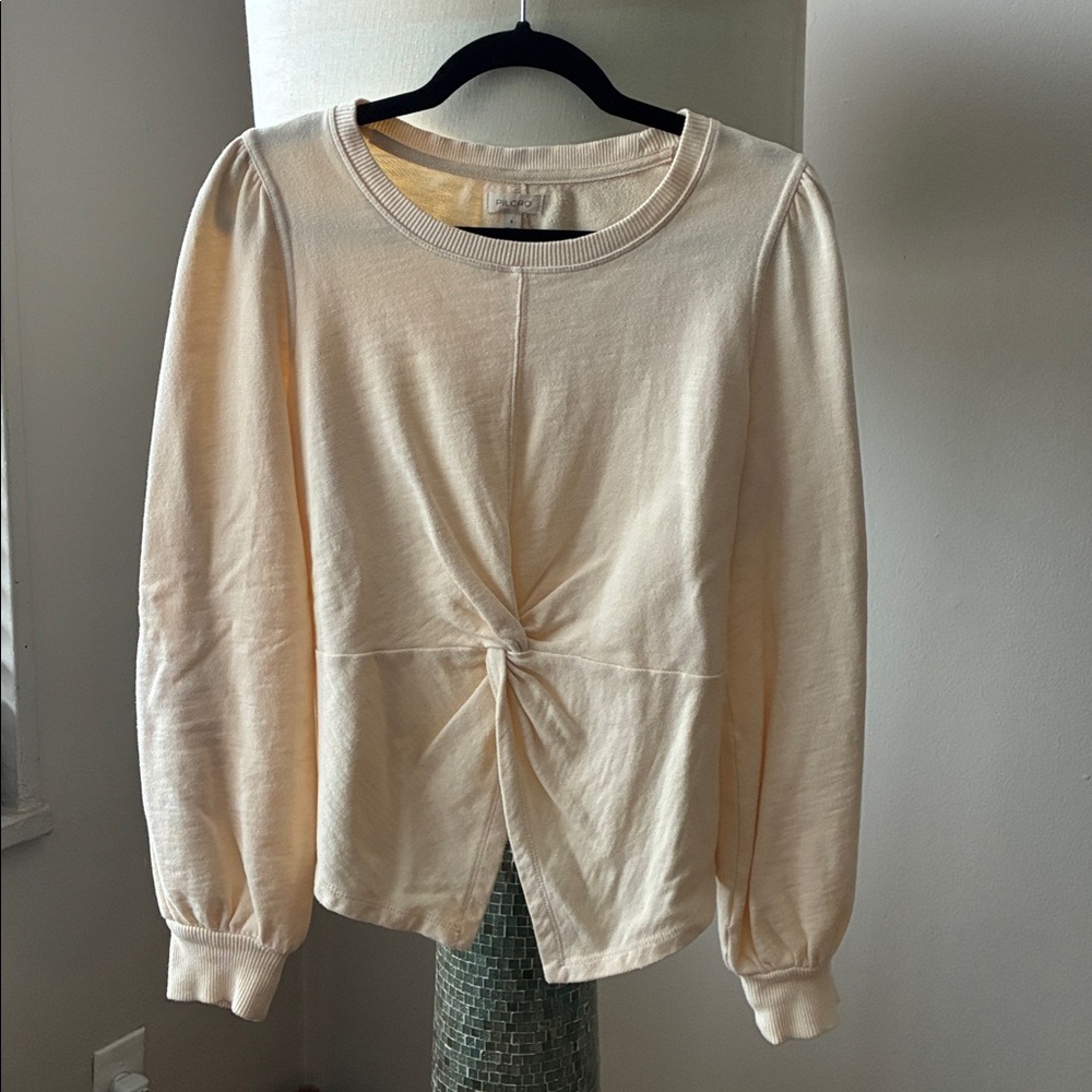 Anthropologie Cream Long Sleeve Sweatshirt